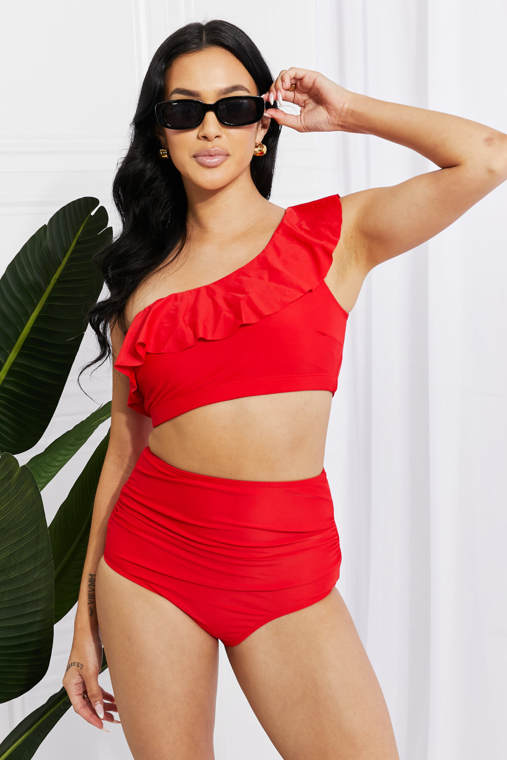 Playful Two-Piece Swimsuit with Ruffles: Dive into Fun, Elegance, and a Splash of Sass!